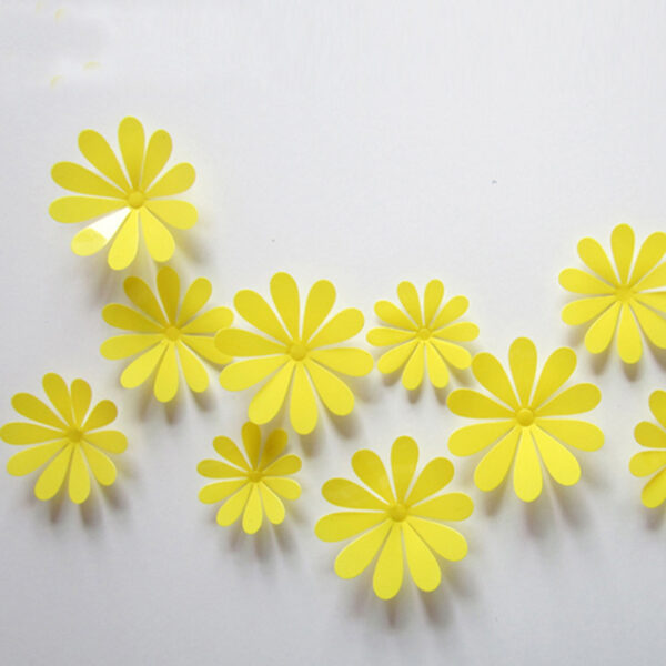 3D Flower Set Yellow WallStickersCo